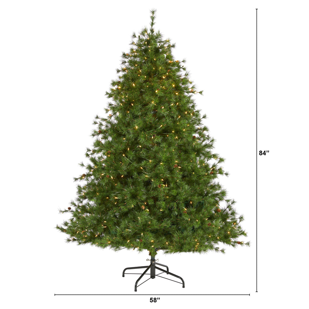 7' Colorado Mountain Pine Artificial Christmas Tree w/ 450 Clear Lights