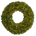 5' Giant Artificial Christmas Wreath with 280 Warm White Lights and Pine Cones