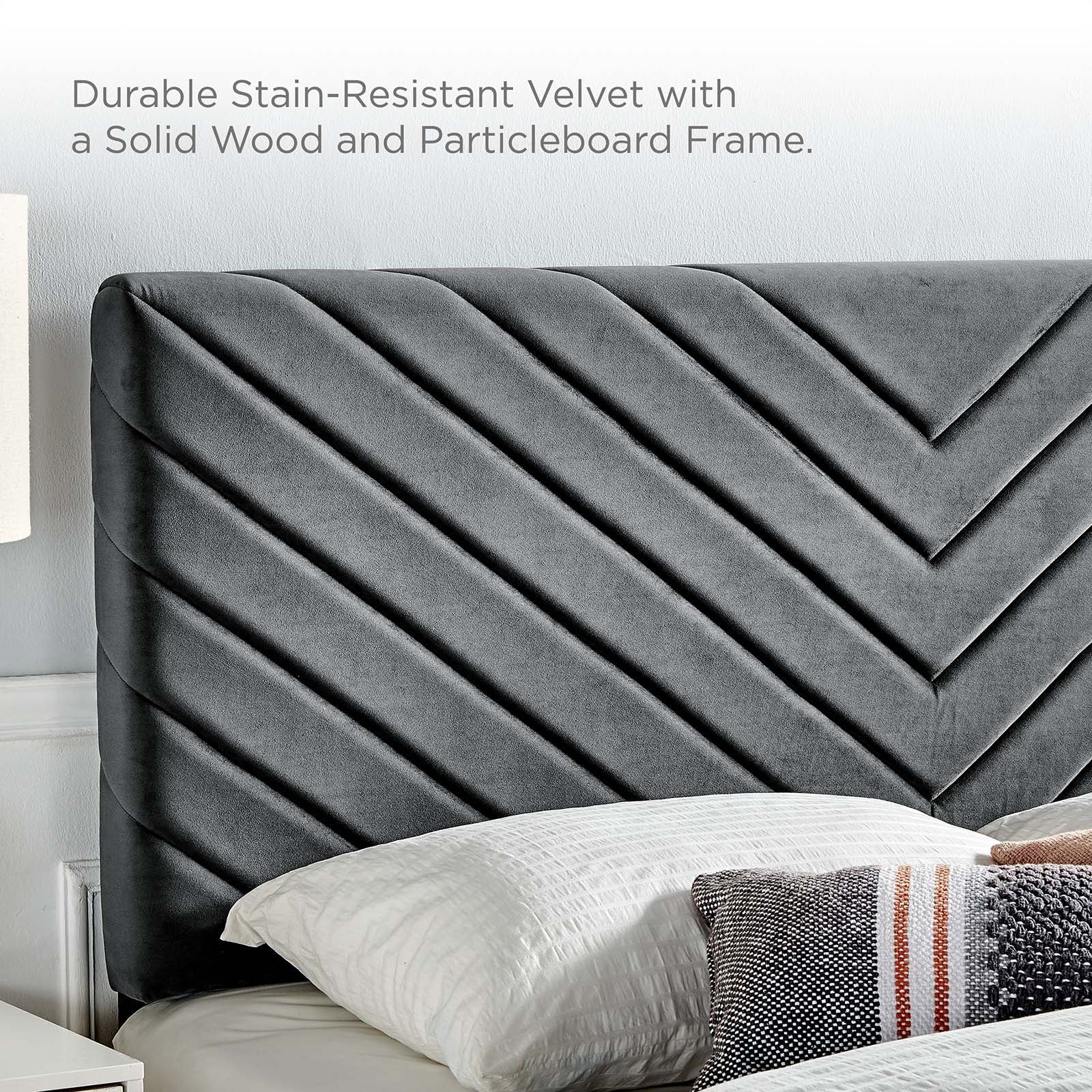 Alyson Angular Channel Tufted Performance Velvet Full / Queen Headboard by Modway