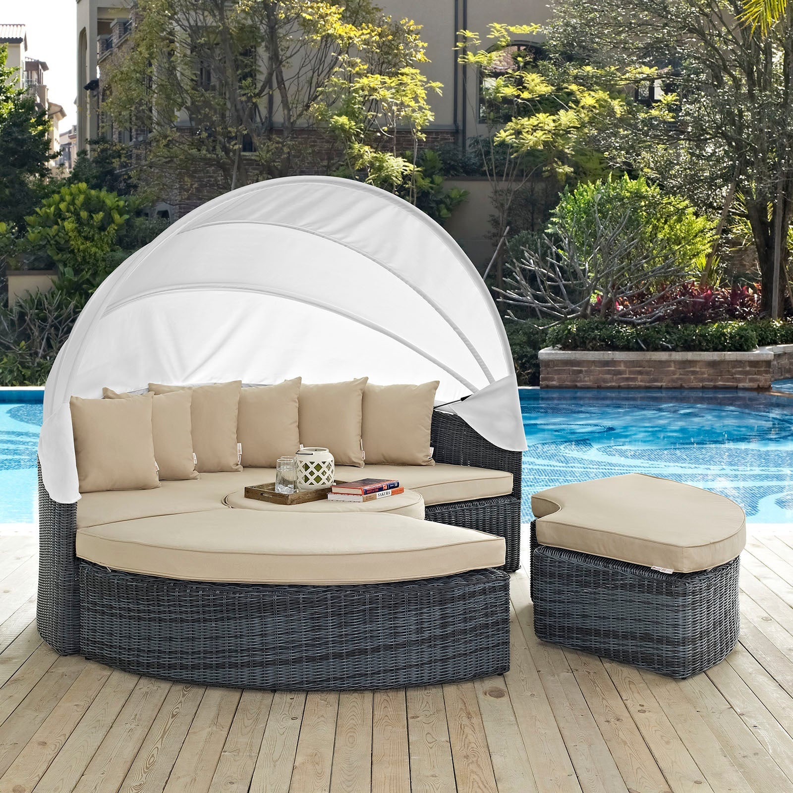 Summon Canopy Outdoor Patio Sunbrella¨ Daybed by Modway