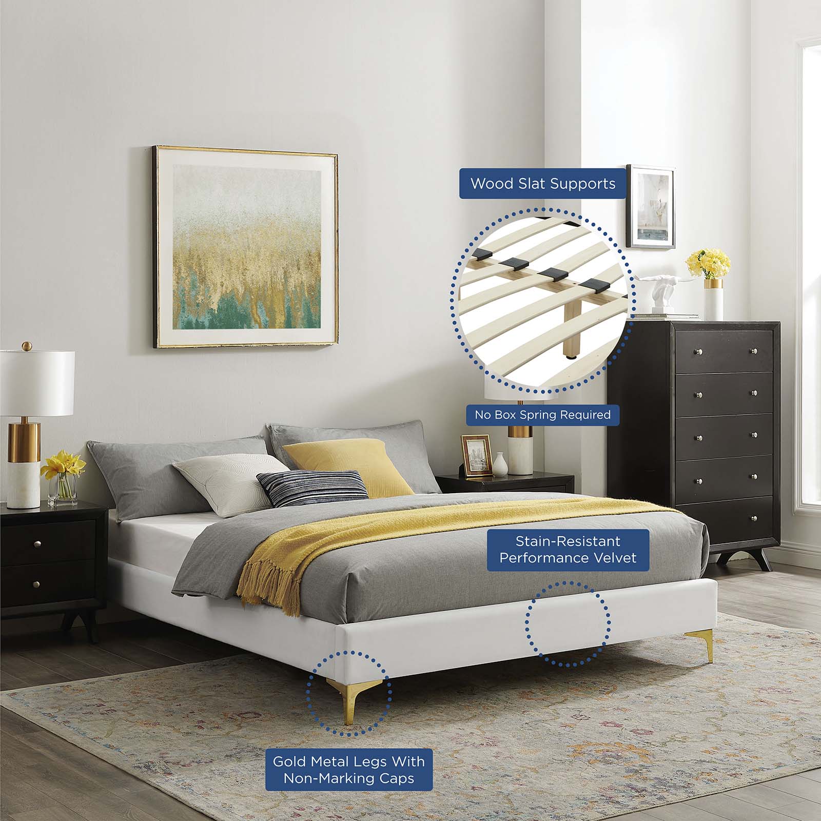 Sutton Performance Velvet Twin Bed Frame by Modway