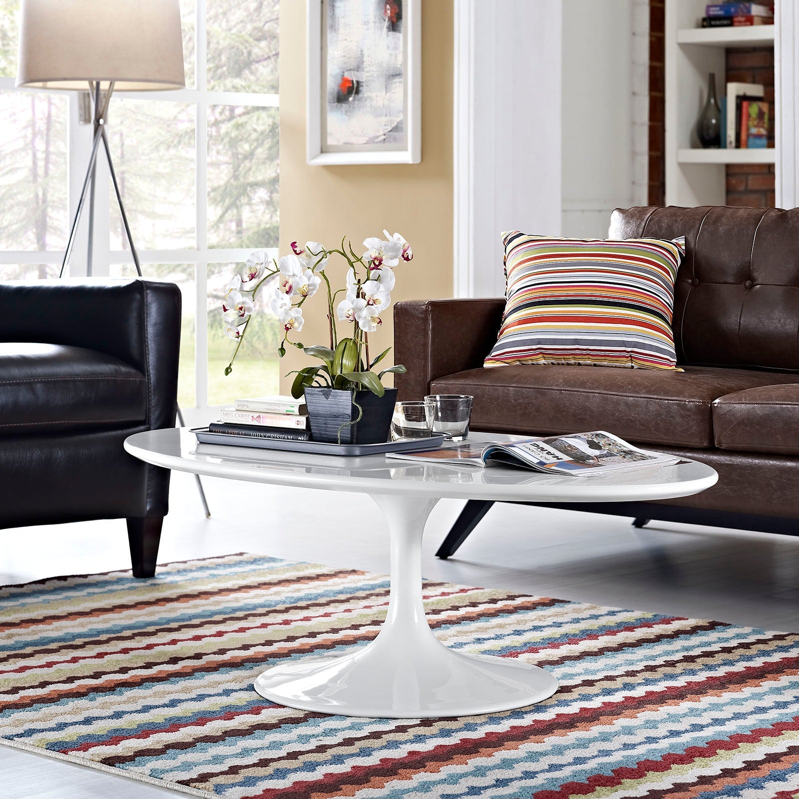 Lippa 48" Oval-Shaped Wood Coffee Table by Modway