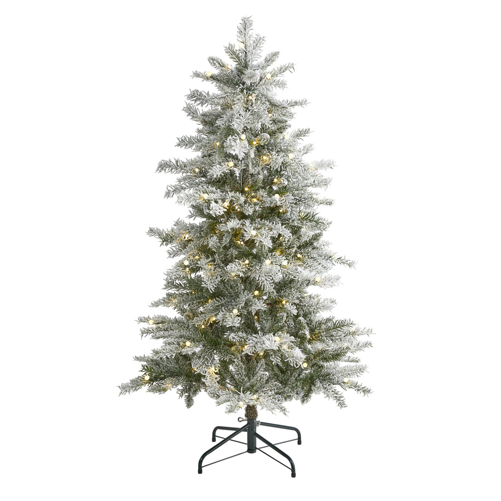 5' Slim Flocked Nova Scotia Spruce Artificial Christmas Tree