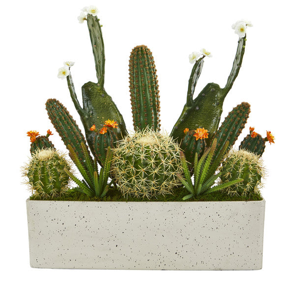 26" Succulent Garden Artificial Plant in White Planter