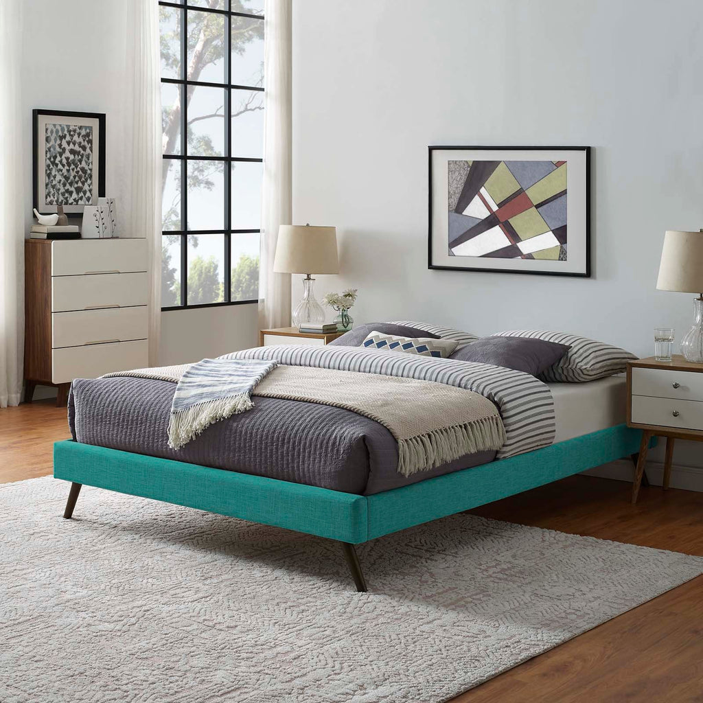 Loryn Fabric King Bed Frame with Round Splayed Legs by Modway
