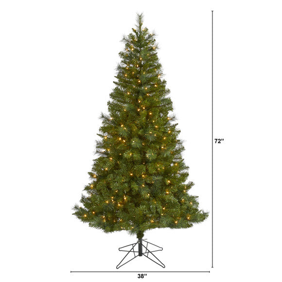 6' Mount Hood Spruce Artificial Christmas Tree w 300 Warm White Lights