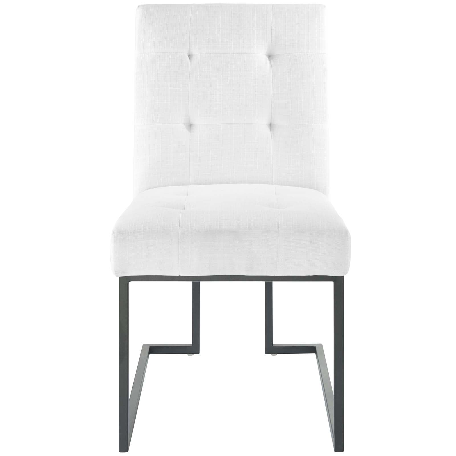 Privy Black Stainless Steel Upholstered Fabric Dining Chair by Modway