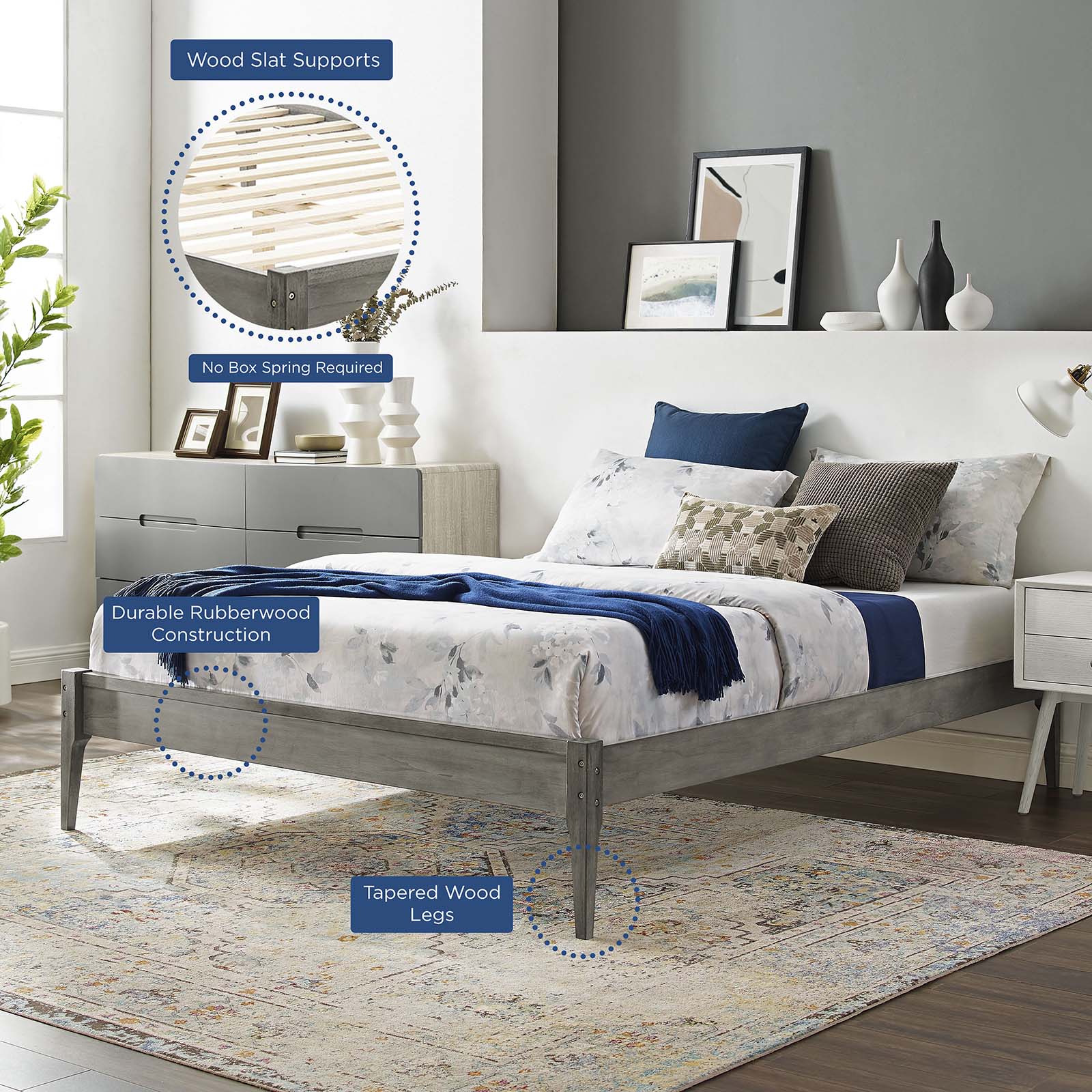 June Wood Full Platform Bed Frame by Modway