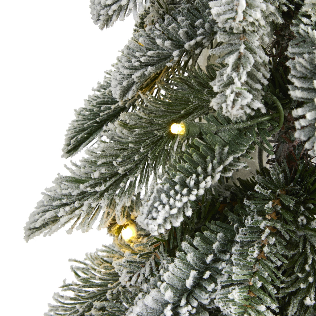 3.5' Flocked Washington Alpine Christmas Tree with 50 White Warm LED lights