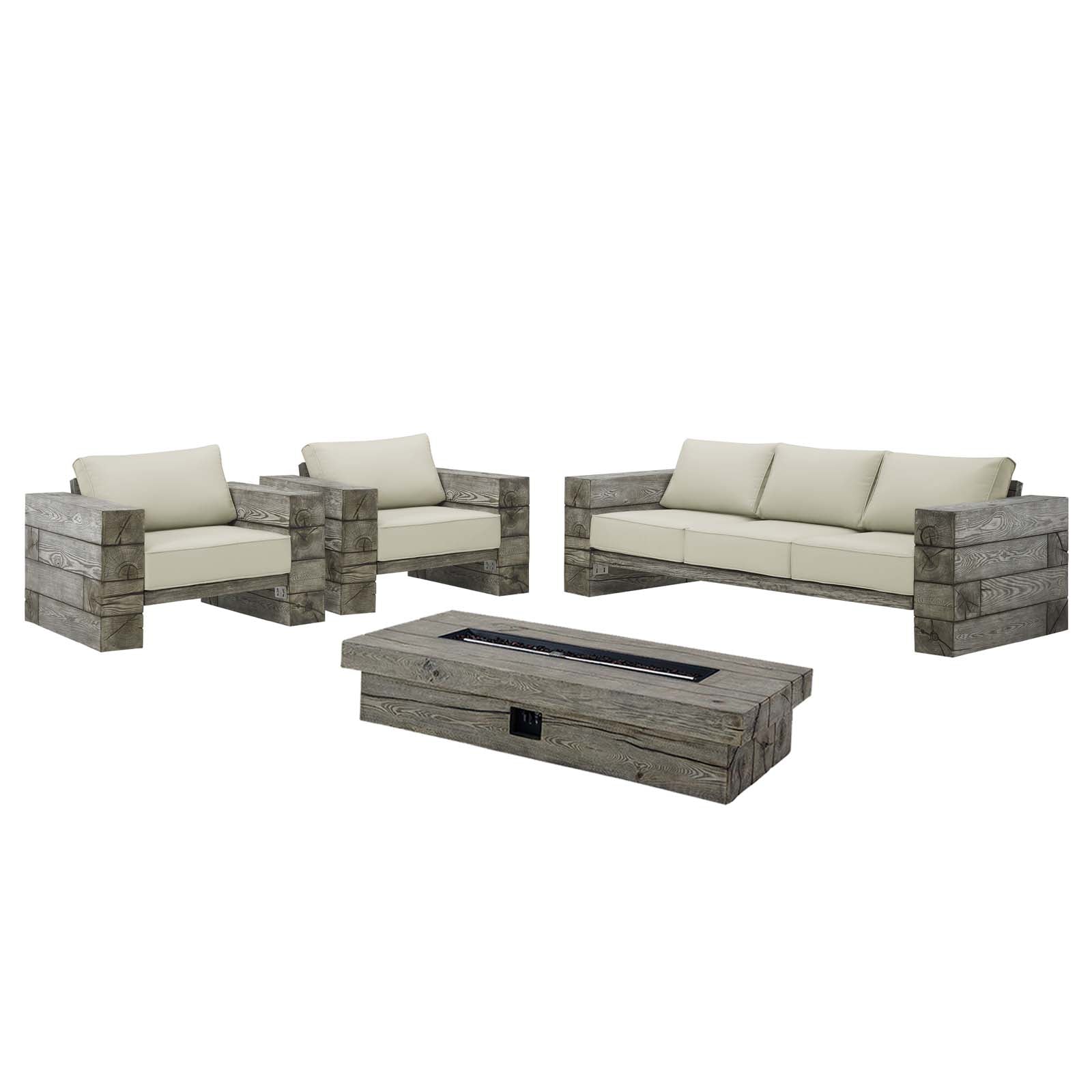 Manteo Rustic Coastal Outdoor Patio Sunbrella¨ 4 Piece Set