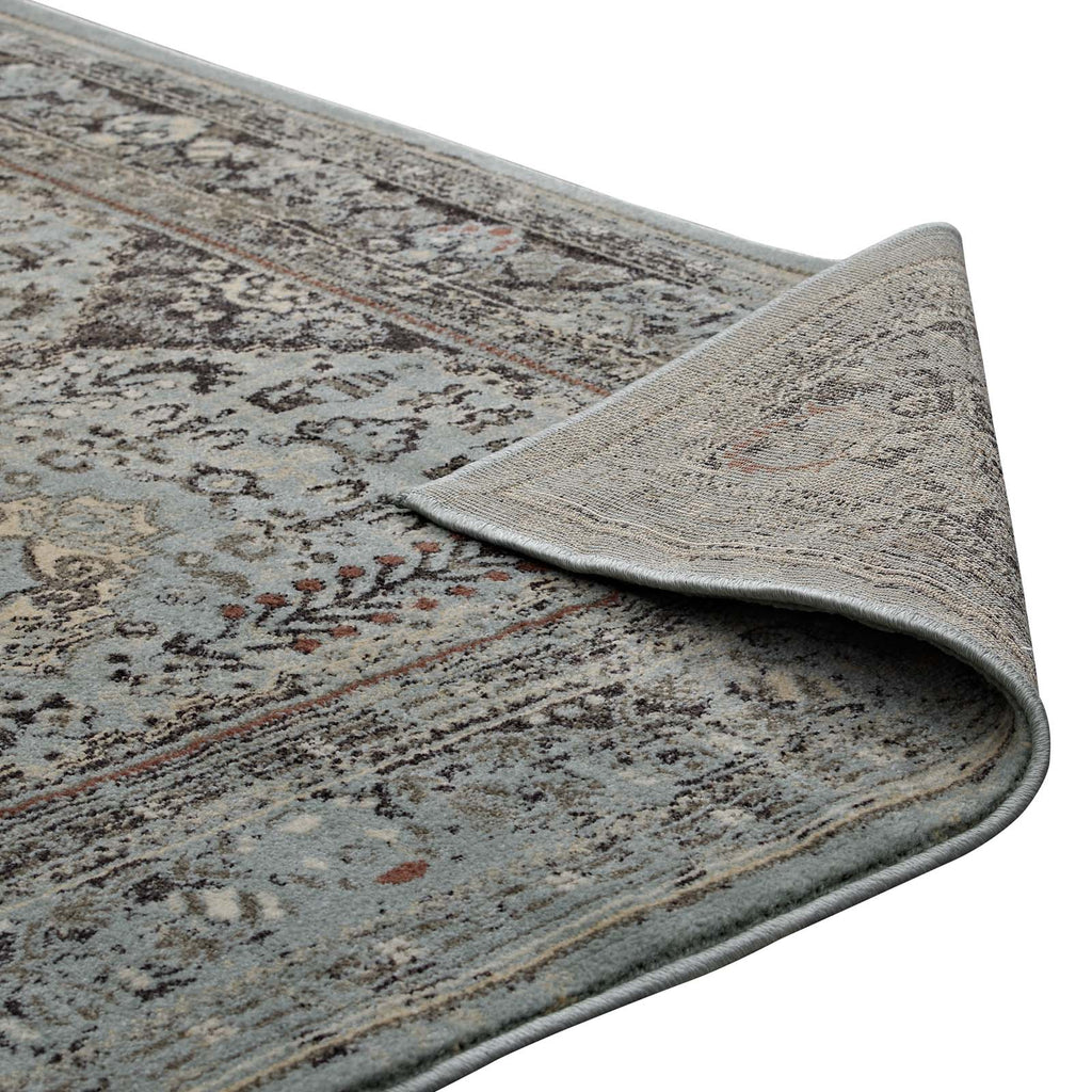 Enye Distressed Vintage Floral Lattice 8x10 Area Rug by Modway
