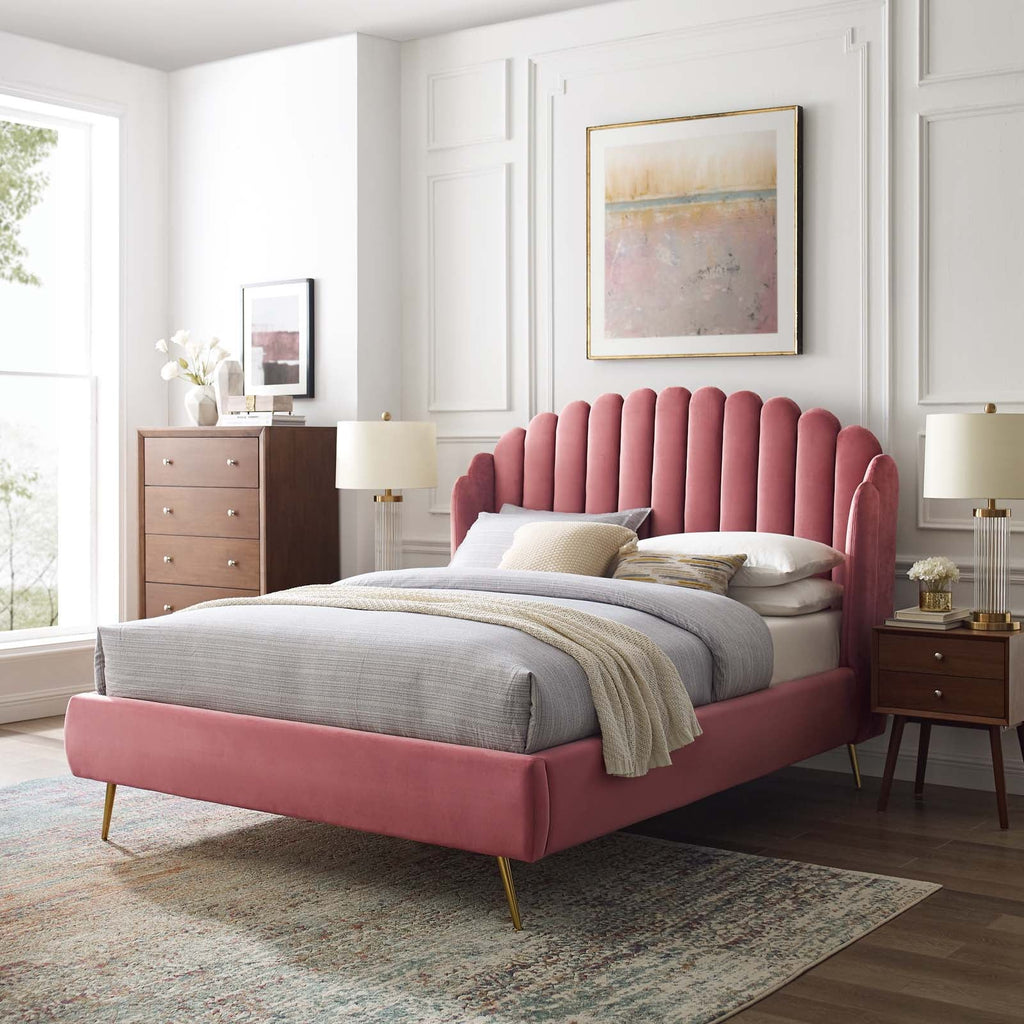 Lana Performance Velvet Queen Wingback Platform Bed by Modway