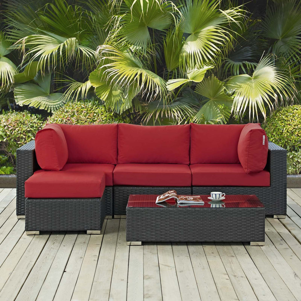 Sojourn 5 Piece Outdoor Patio Sunbrella¨ Sectional Set by Modway