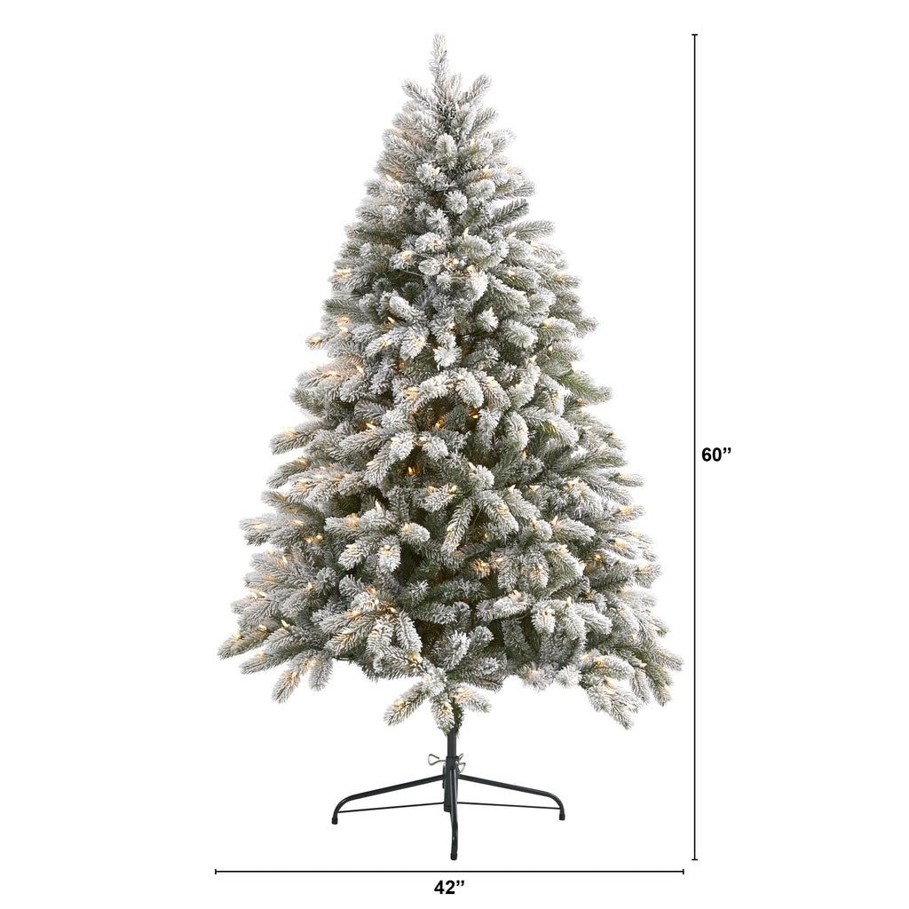 6' Flocked South Carolina Spruce Artificial Christmas Tree w 450 Clear Lights