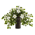 21" Poinsettia and Variegated Holly Artificial Plant in Decorative Planter