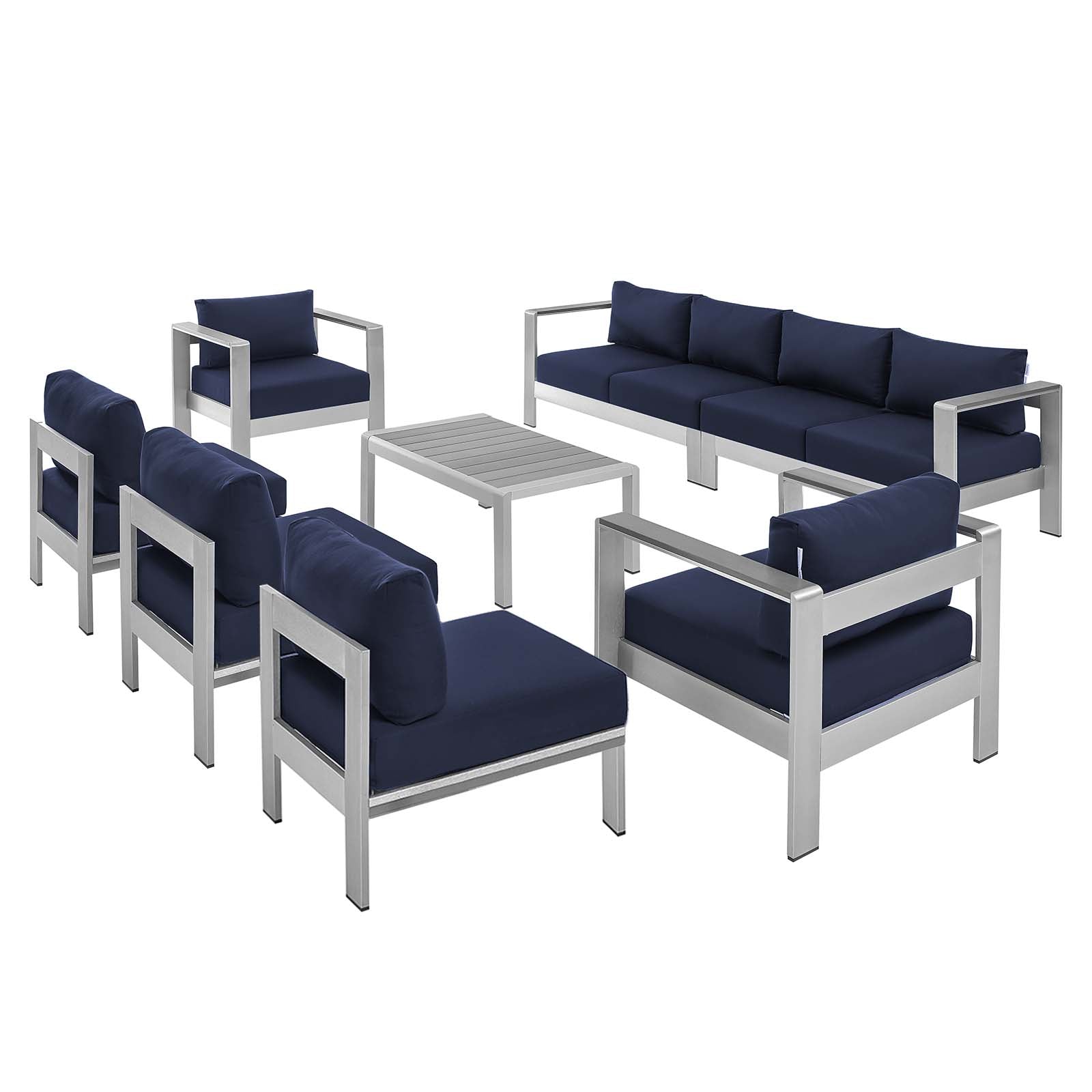 Shore 8 Piece Sunbrella¨ Fabric Outdoor Patio Aluminum Sectional Sofa Set by Modway