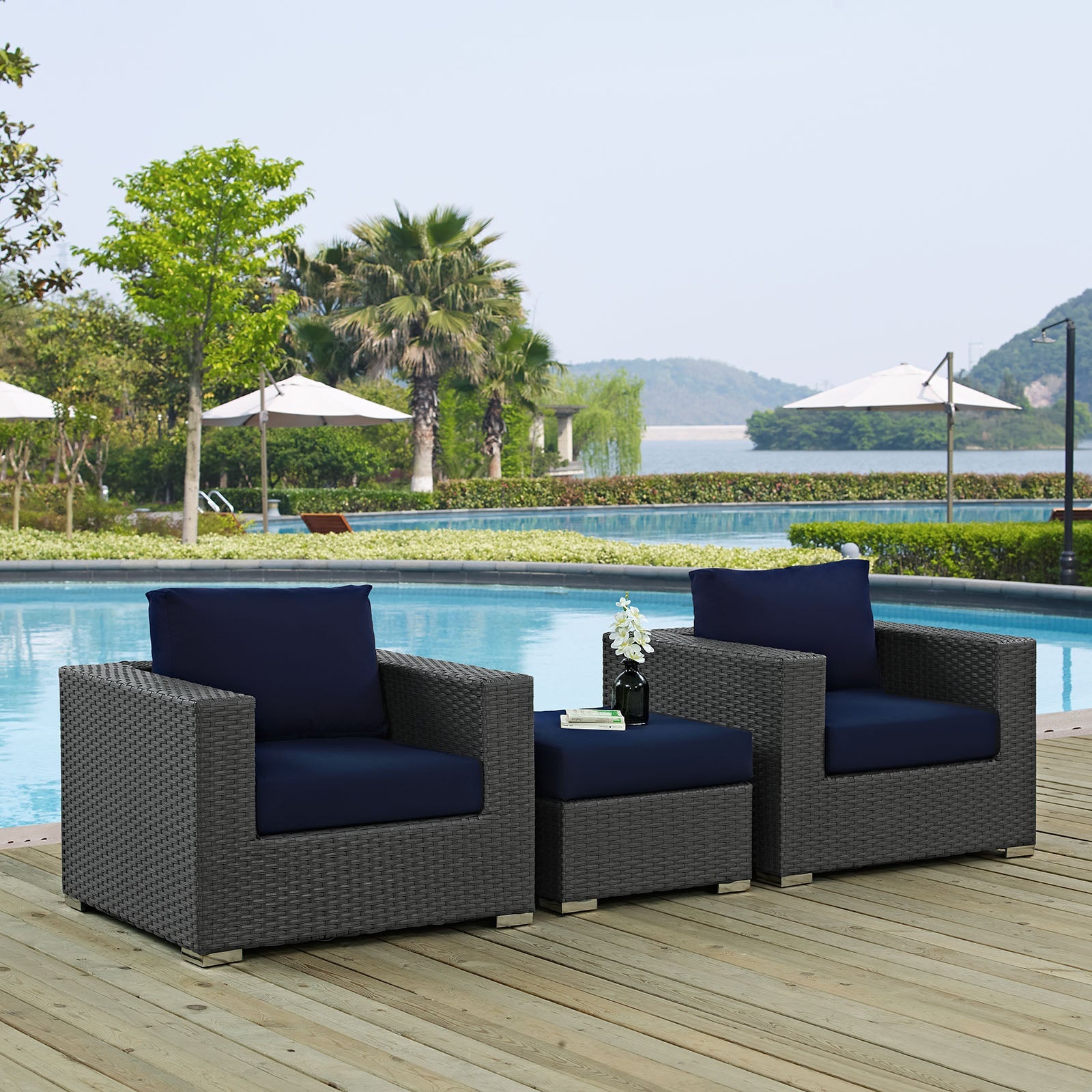 Sojourn 3 Piece Outdoor Patio Sunbrella¨ Sectional Set by Modway