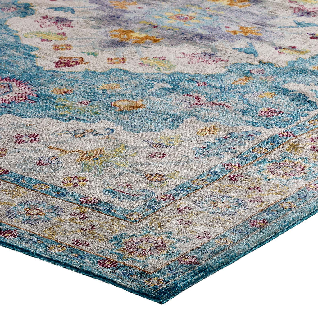 Success Anisah Distressed Floral Vintage Medallion 5x8 Area Rug by Modway