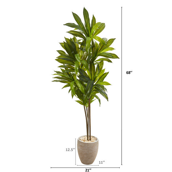 68" Dracaena Artificial Plant in Sand Colored Planter (Real Touch)
