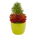 13" Succulent Artificial Plant in Green Vase