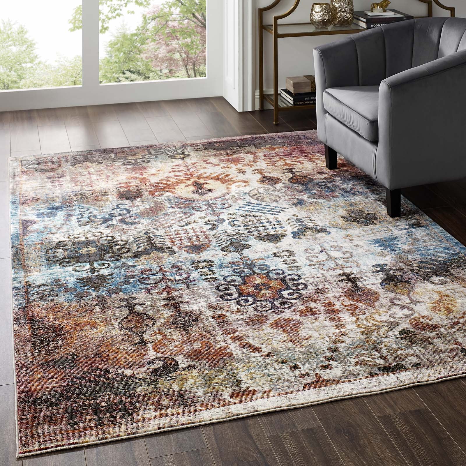 Success Tahira Transitional Distressed Vintage Floral Moroccan Trellis 4x6 Area Rug by Modway