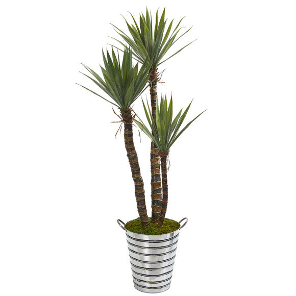 63" Yucca Artificial Tree in Tin Bucket