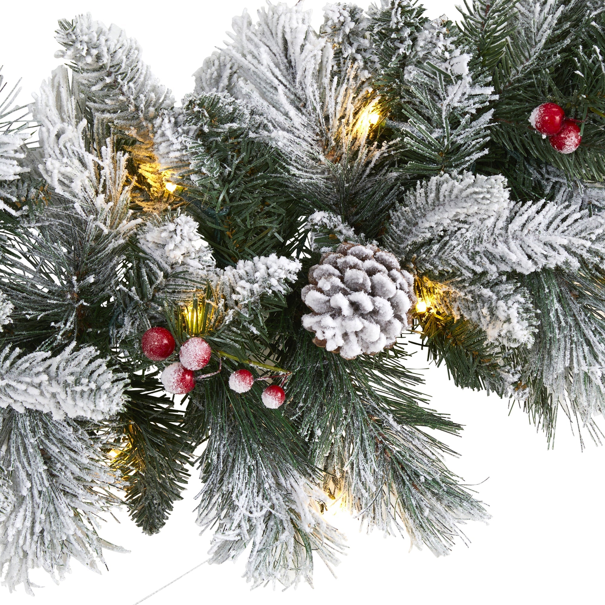 6' Flocked Mixed Pine Artificial Christmas Garland with 50 LED Lights