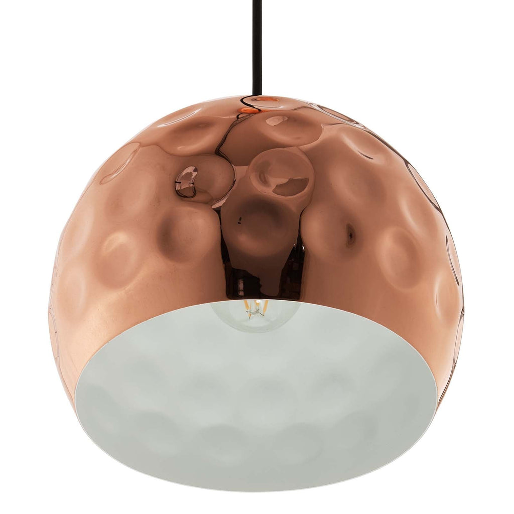 Dimple 10" Half-Sphere Rose Gold Pendant Light by Modway