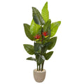 69"  Bird of Paradise Artificial Plant in Sandstone Planter (Real Touch)