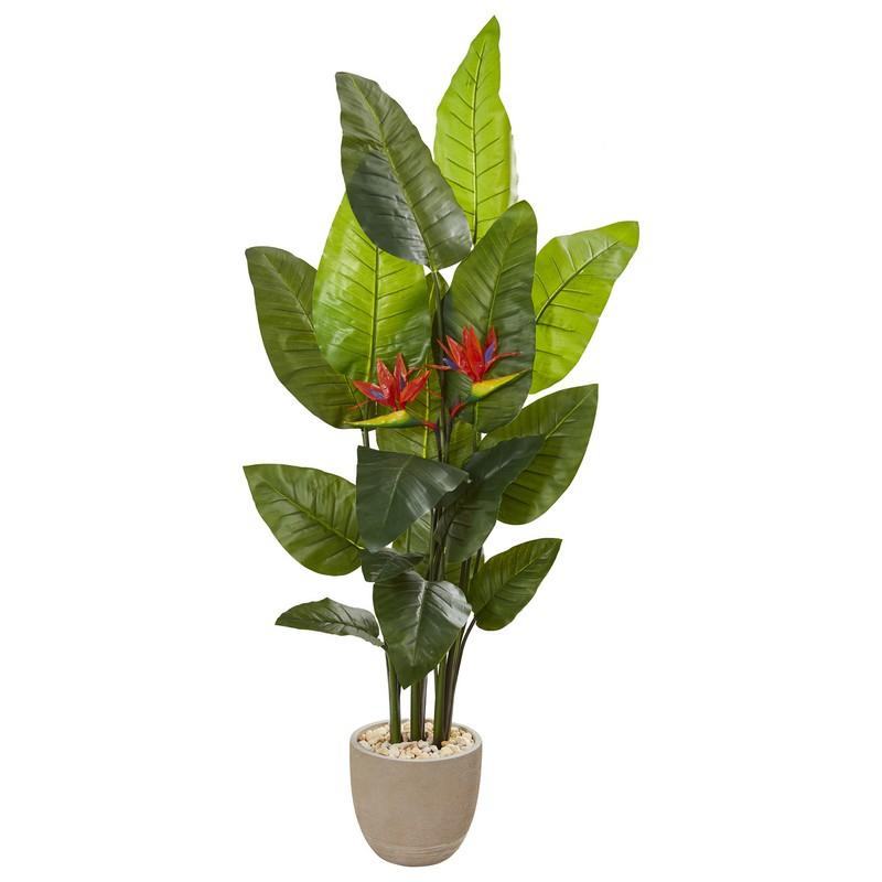 69"  Bird of Paradise Artificial Plant in Sandstone Planter (Real Touch)