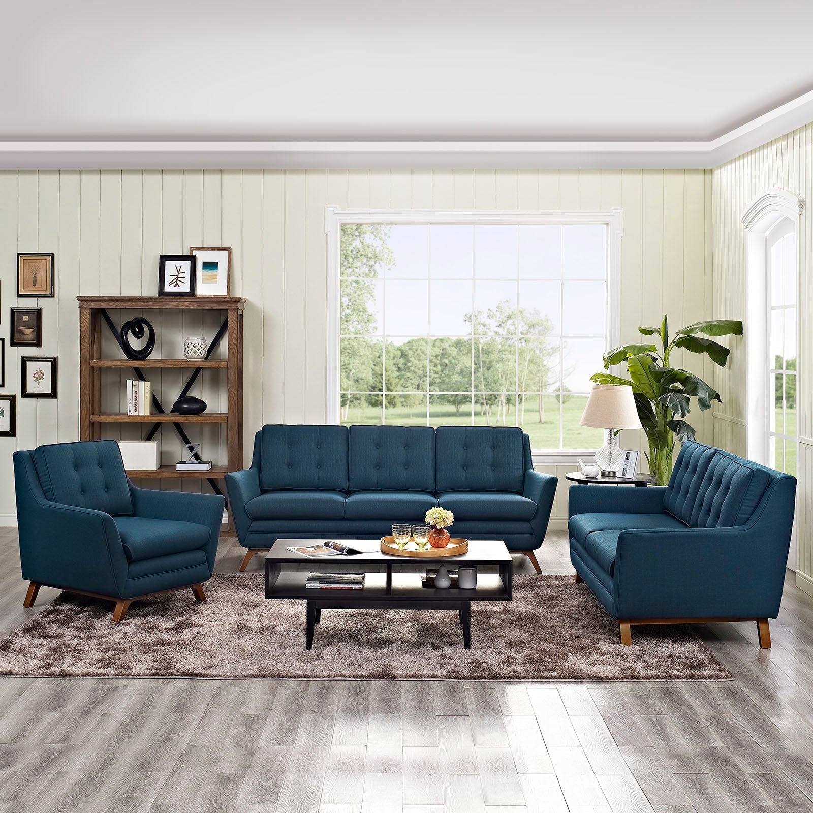 Beguile Upholstered Fabric Living Room Set Set of 3 by Modway