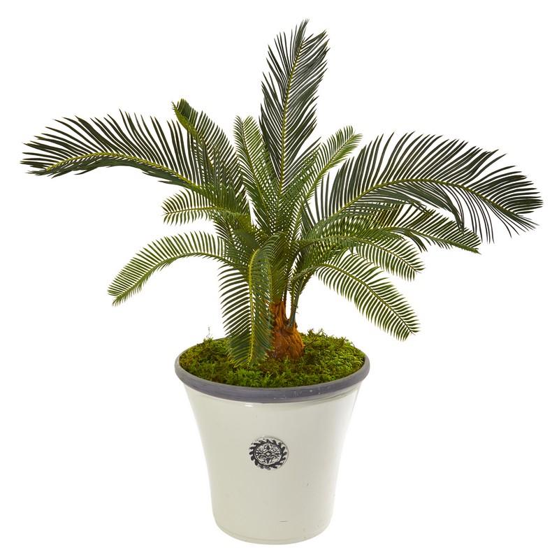 33"  Cycas Artificial Plant in White Planter
