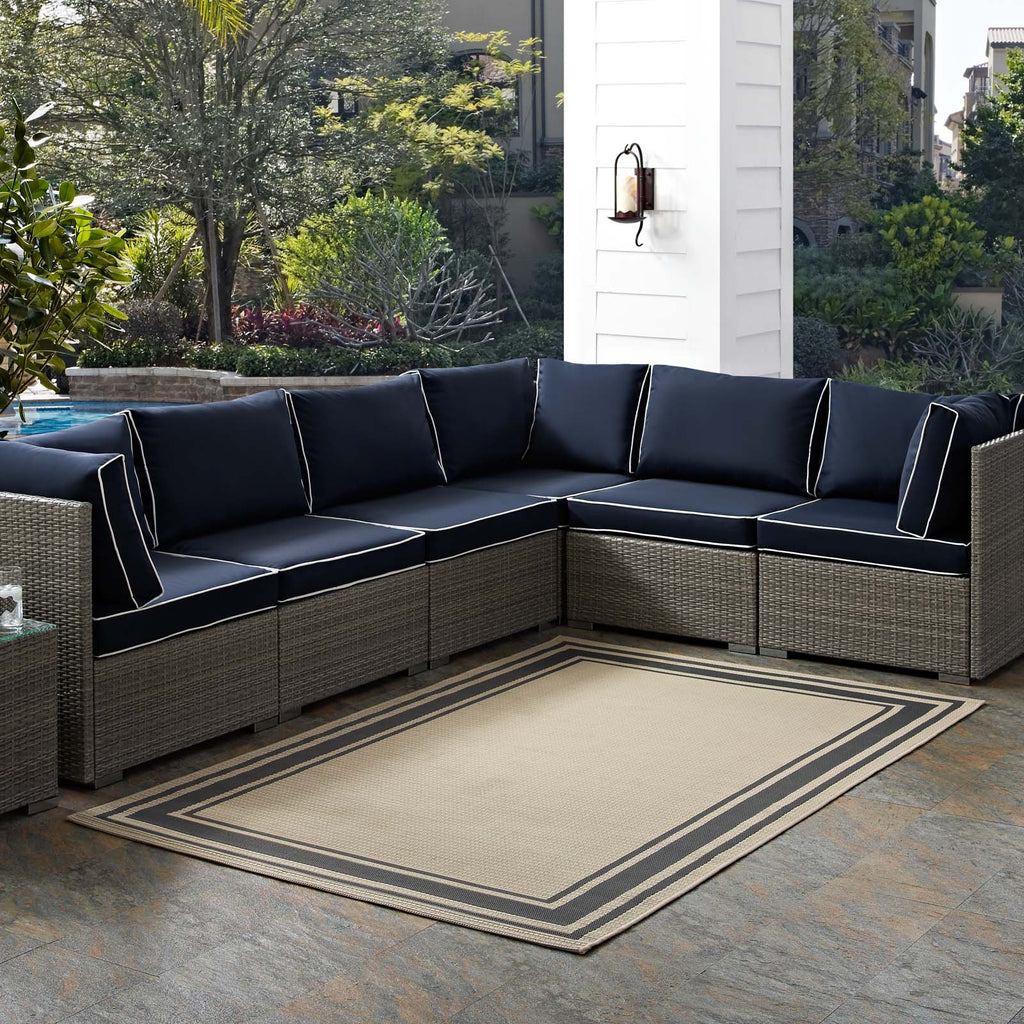 Rim Solid Border Indoor and Outdoor 5x8 Area Rug by Modway