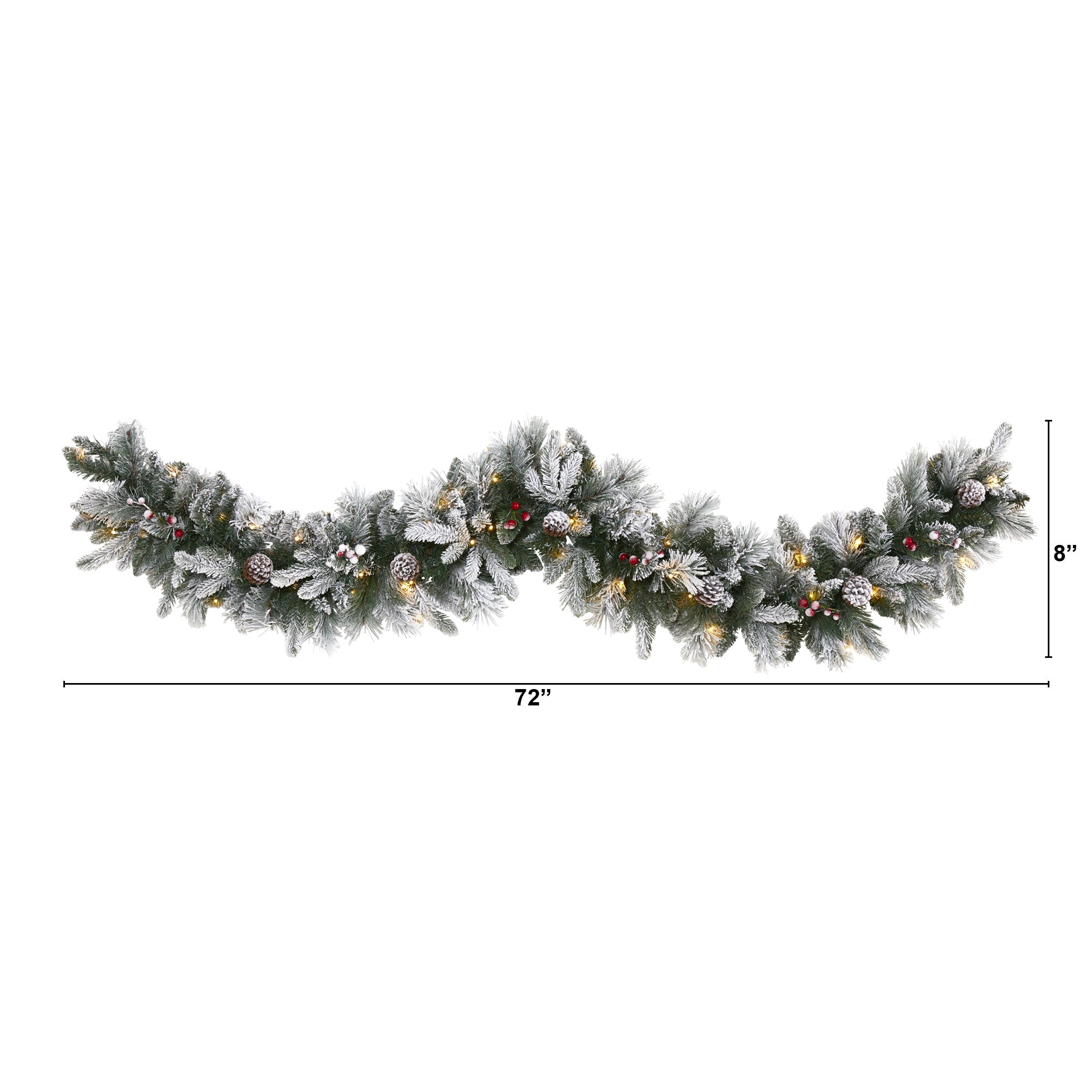 6' Flocked Mixed Pine Artificial Christmas Garland with 50 LED Lights