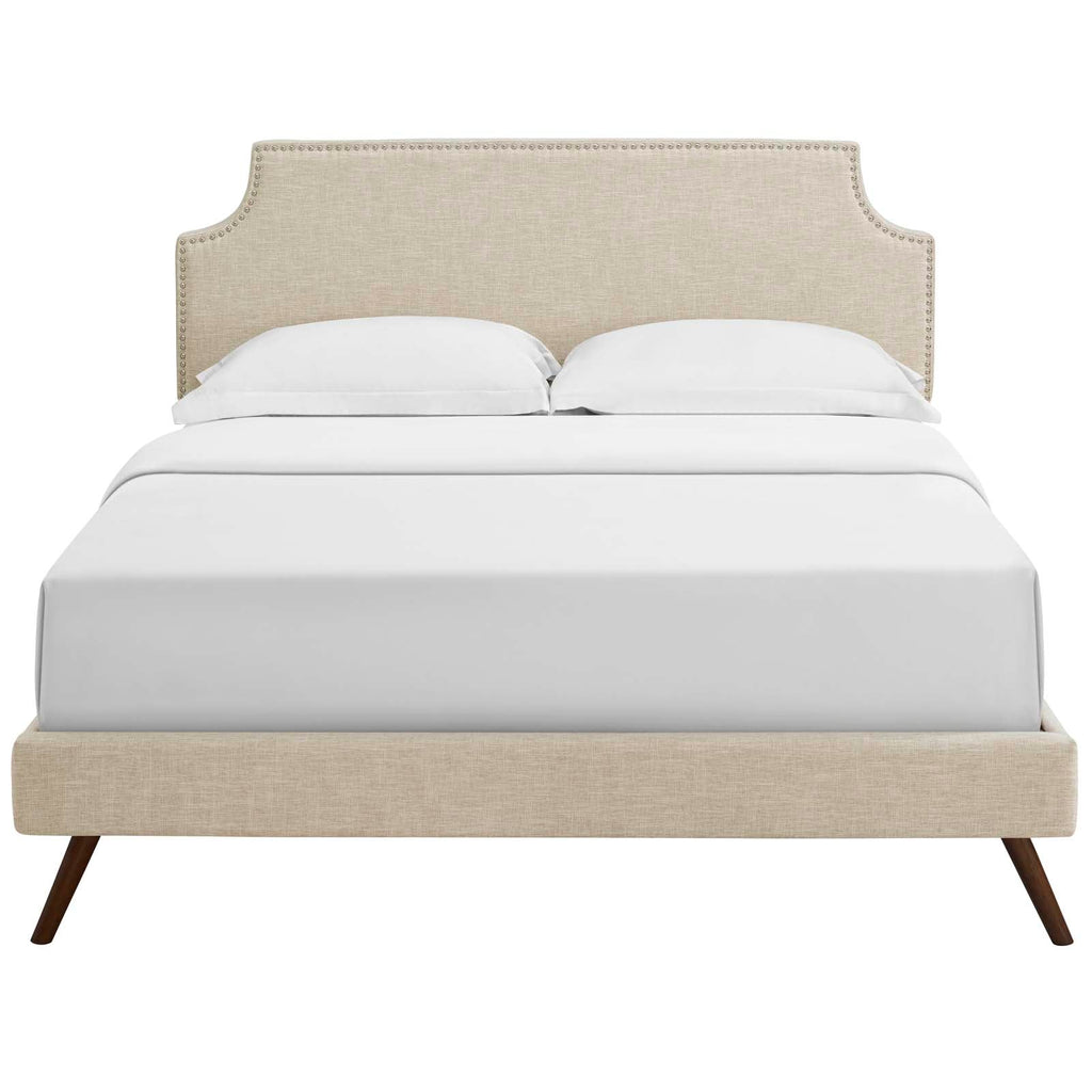 Corene Fabric Queen Platform Bed with Round Splayed Legs by Modway
