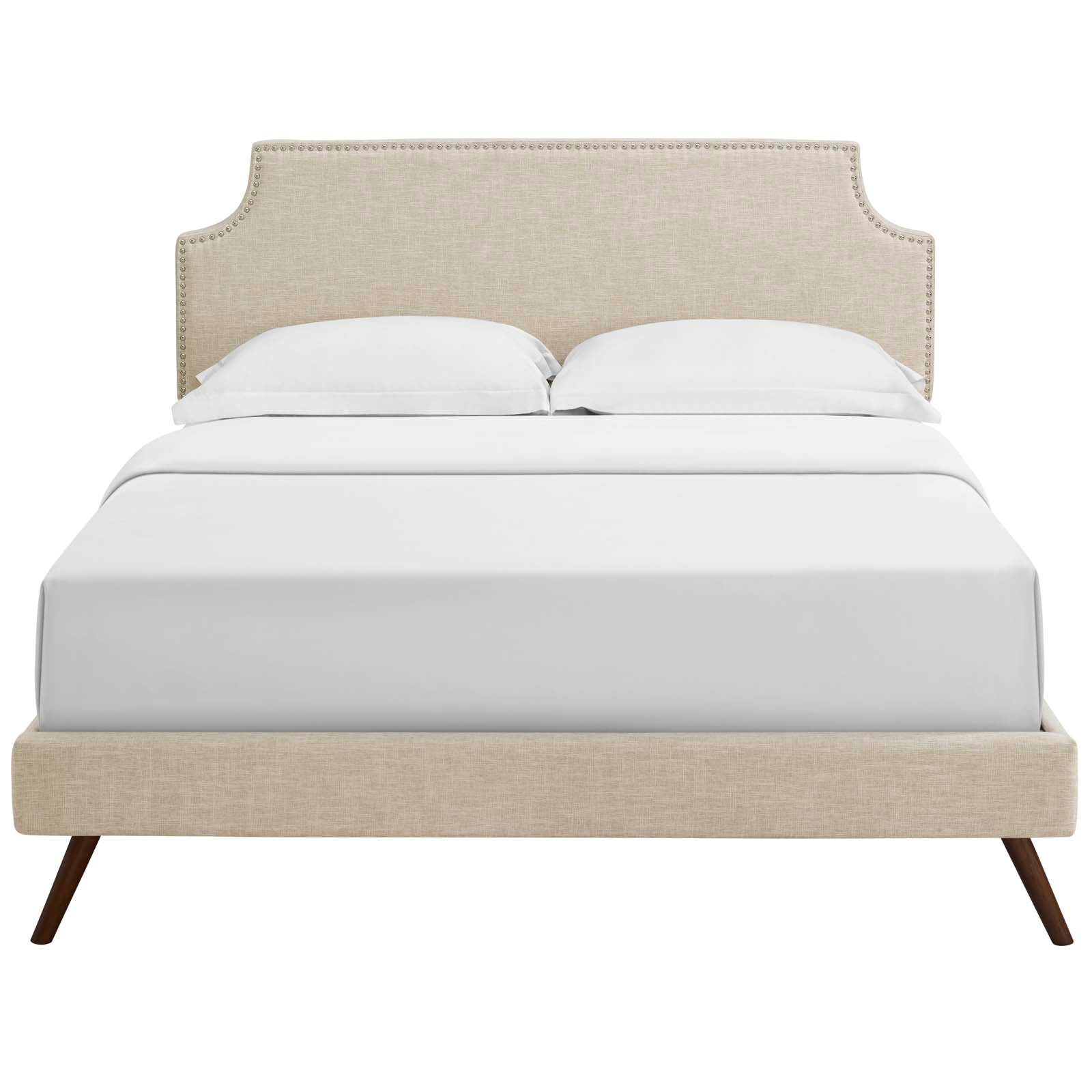 Corene Fabric Queen Platform Bed with Round Splayed Legs by Modway