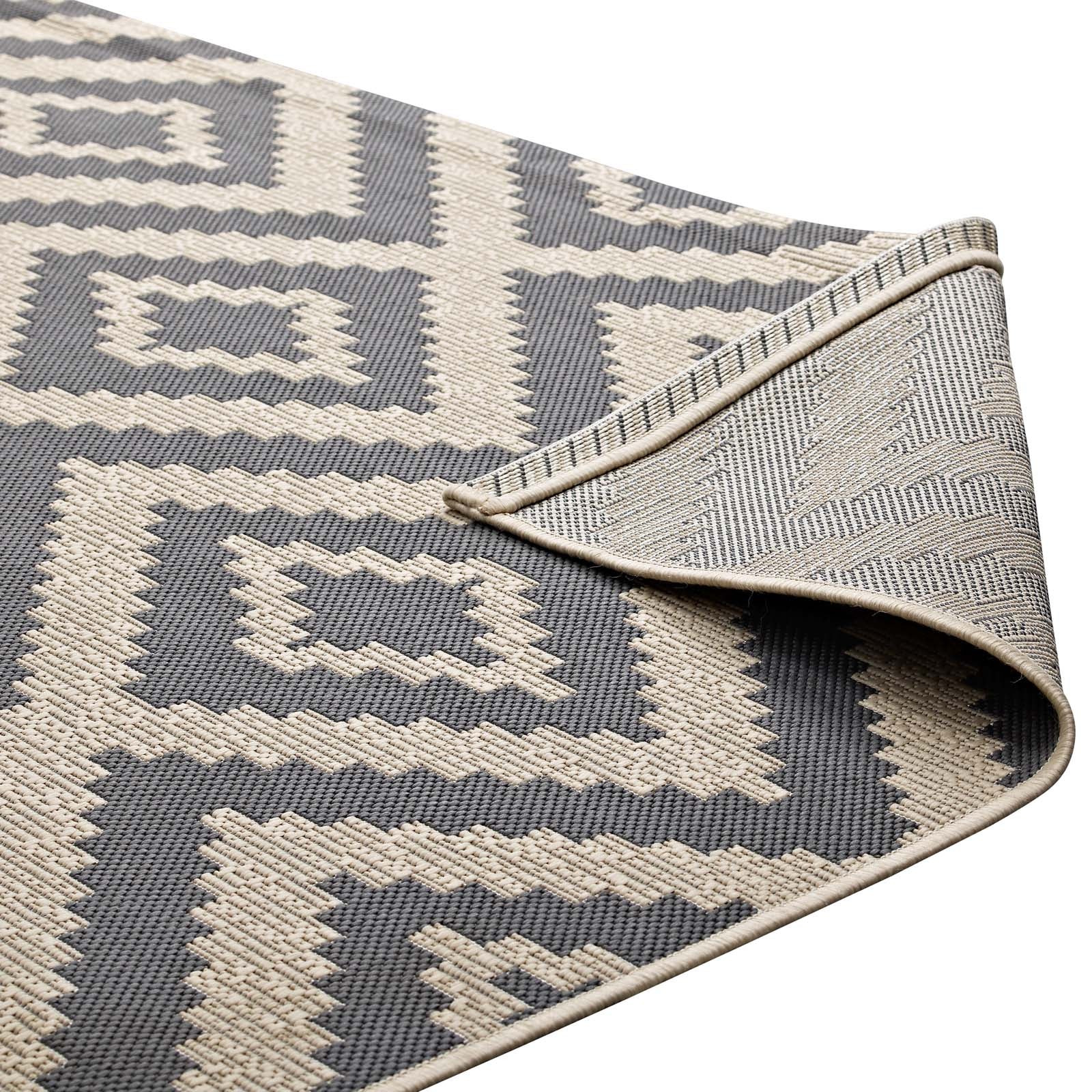 Jagged Geometric Diamond Trellis Indoor and Outdoor 5x8 Area Rug by Modway