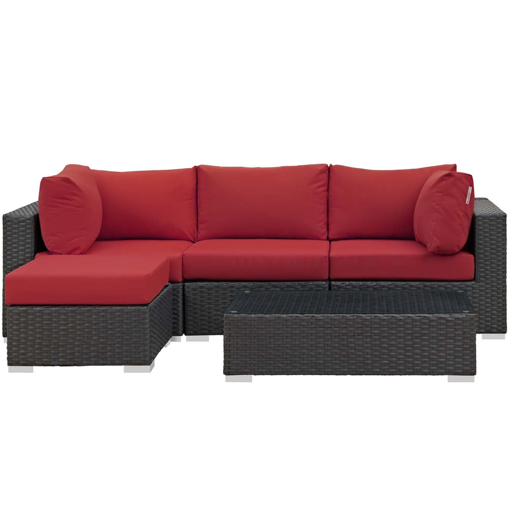 Sojourn 5 Piece Outdoor Patio Sunbrella¨ Sectional Set by Modway