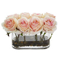 5.5" Blooming Roses in Glass Vase Artificial Arrangement