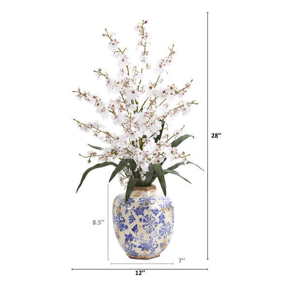 28" Dancing Lady Orchid Artificial Arrangement in Decorative Vase