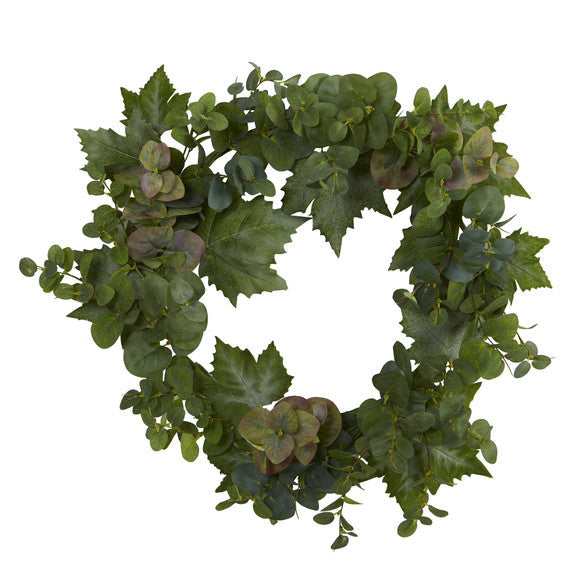 24" Grape Leaf and Eucalyptus Artificial Wreath