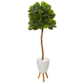 5.5' Fiddle Leaf Artificial Tree in White Planter with Stand (Real Touch)