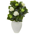 33" Hydrangea Artificial Plant in White Planter