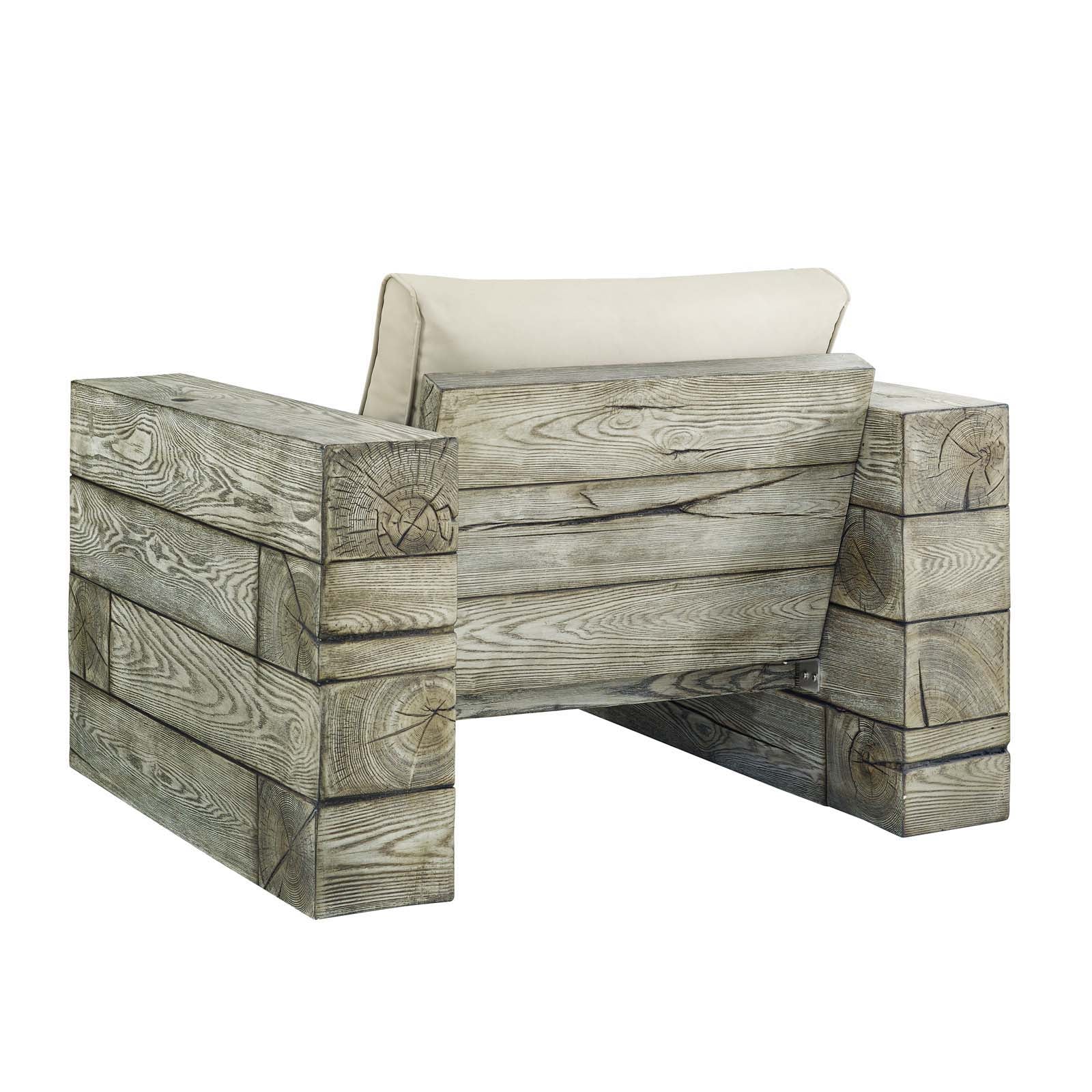 Manteo Rustic Coastal Outdoor Patio Sunbrella¨ Lounge Armchair Set of 2