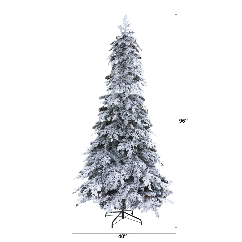8' Flocked Montana Down Swept Spruce Artificial Christmas Tree