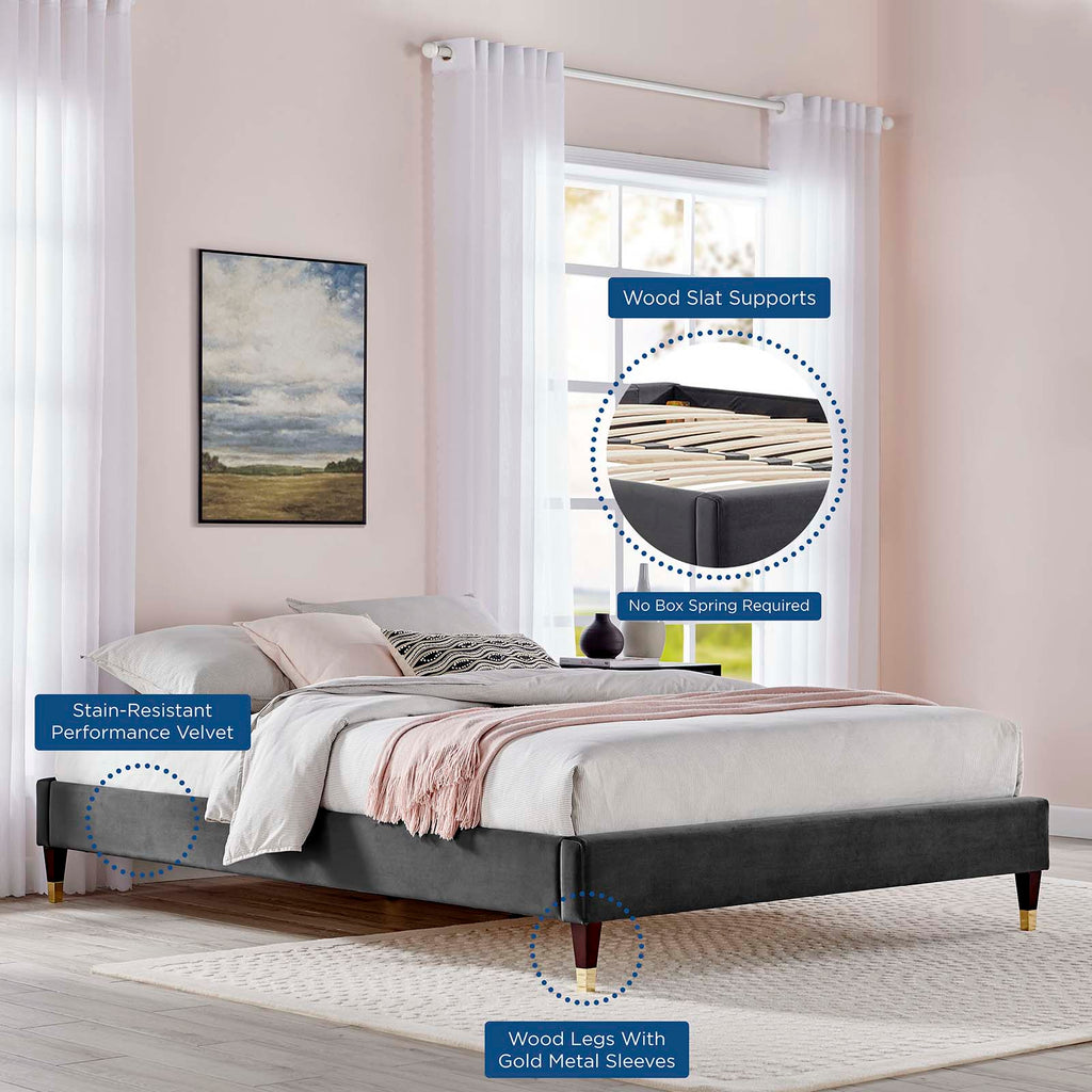 Harlow Performance Velvet King Platform Bed Frame by Modway