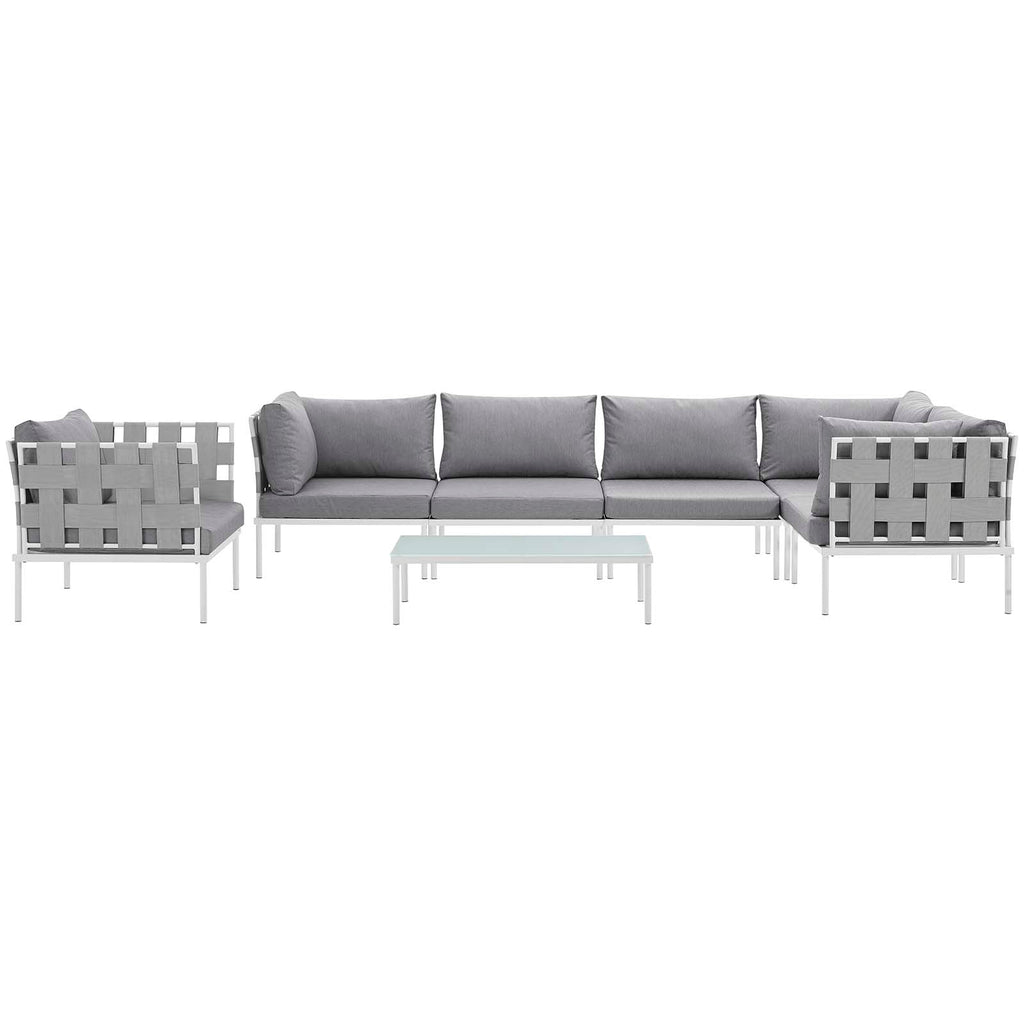 Harmony 7 Piece Outdoor Patio Aluminum Sectional Sofa Set by Modway