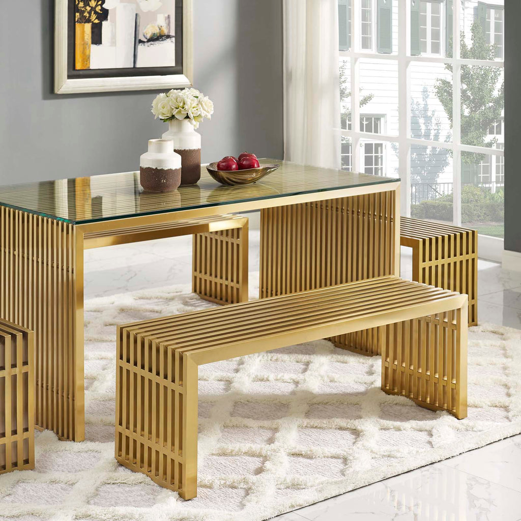 Gridiron Large Stainless Steel Bench by Modway