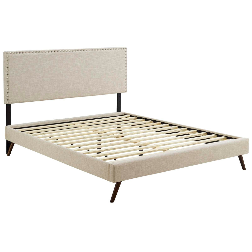 Macie Fabric Queen Platform Bed with Round Splayed Legs by Modway
