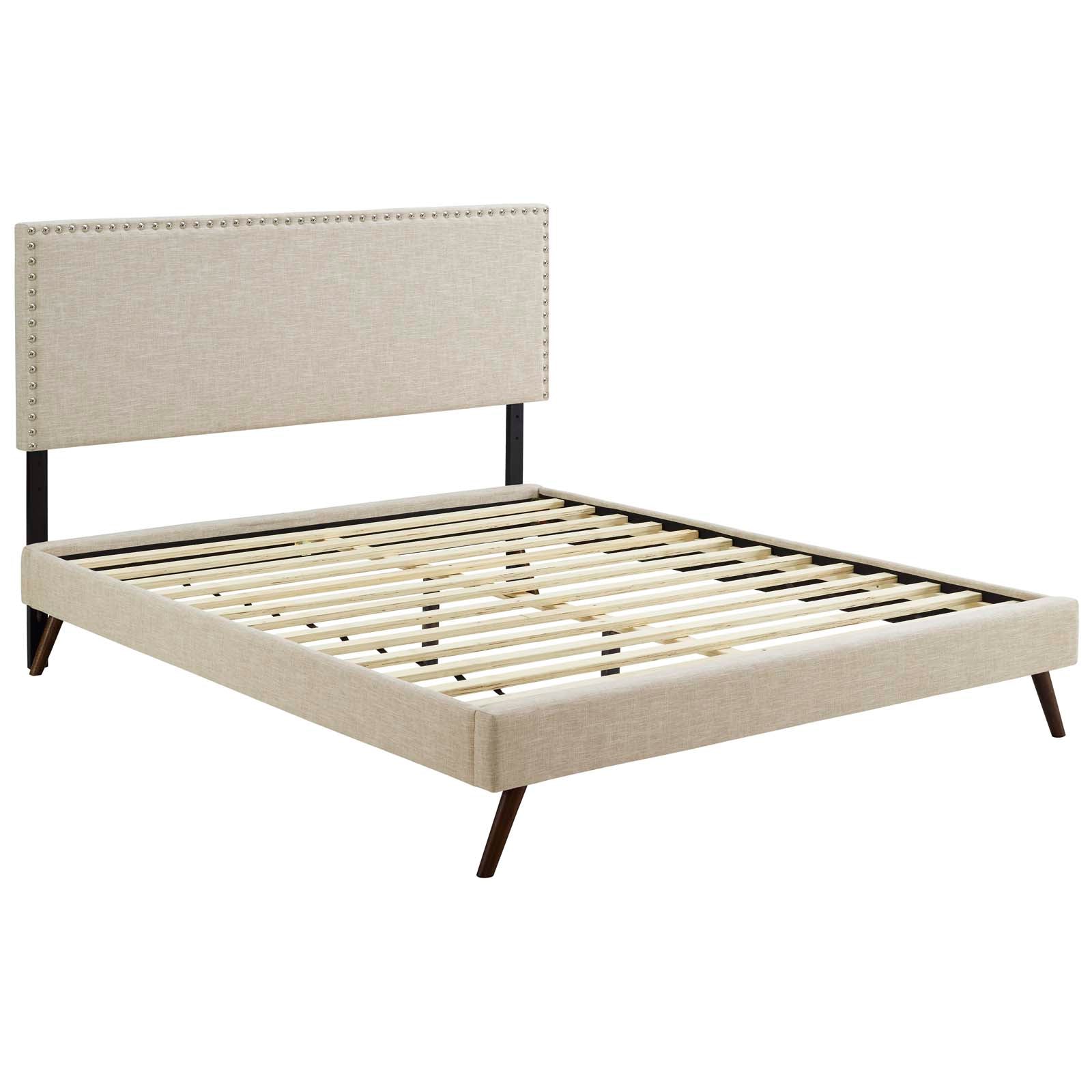 Macie Fabric Queen Platform Bed with Round Splayed Legs by Modway